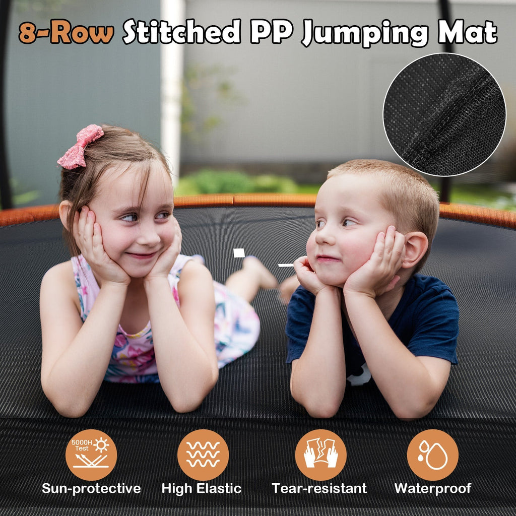 12FT Outdoor Trampoline Heavy-Duty Recreational Trampoline with Safety Enclosure Net
