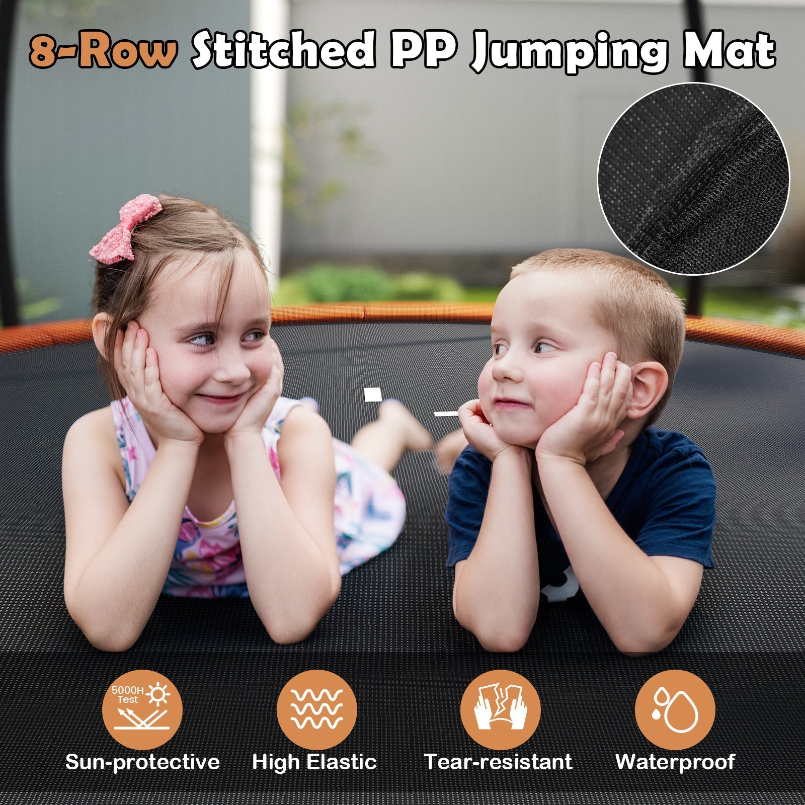 12FT Outdoor Trampoline Heavy-Duty Recreational Trampoline with Safety Enclosure Net