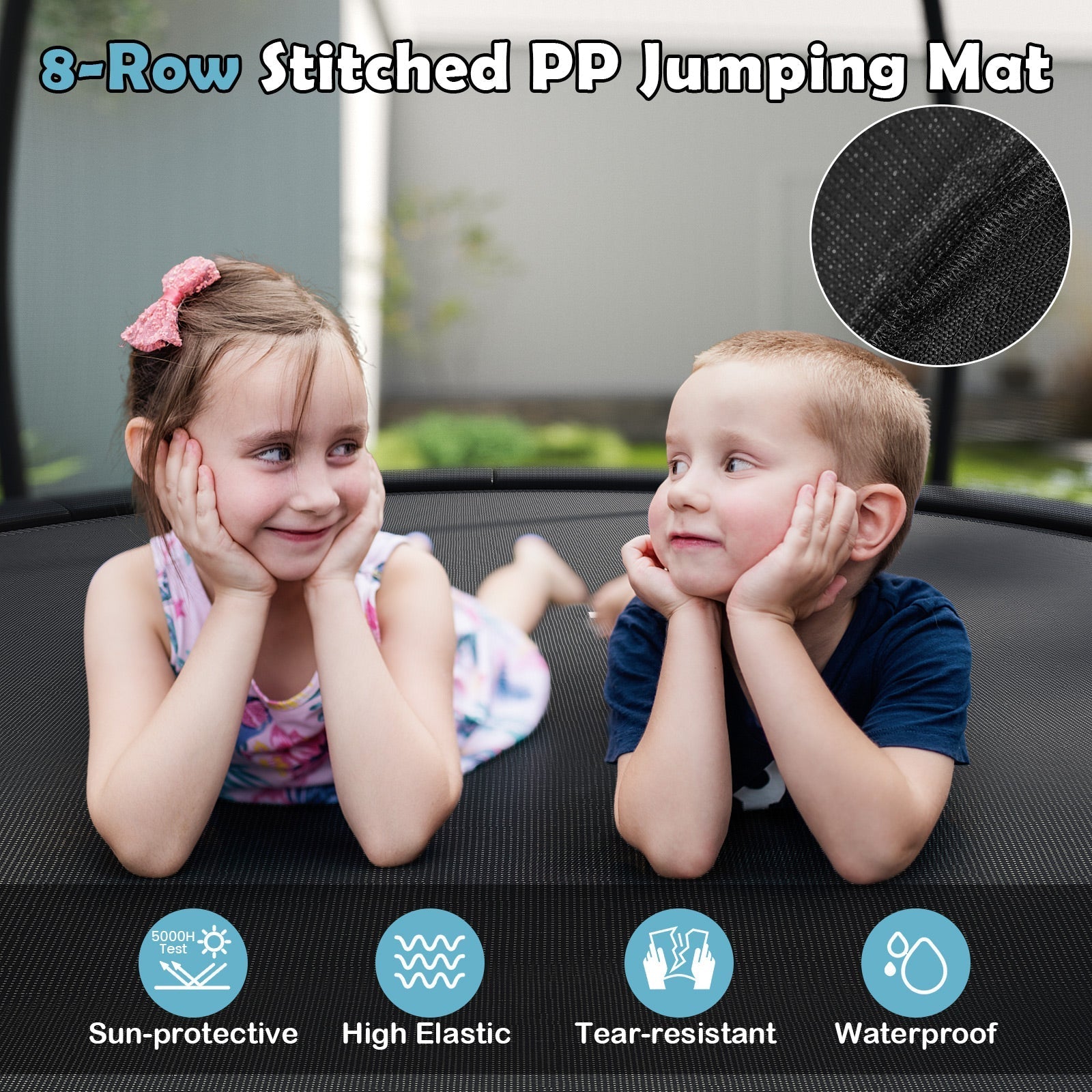 12FT Outdoor Trampoline Heavy-Duty Recreational Trampoline with Safety Enclosure Net