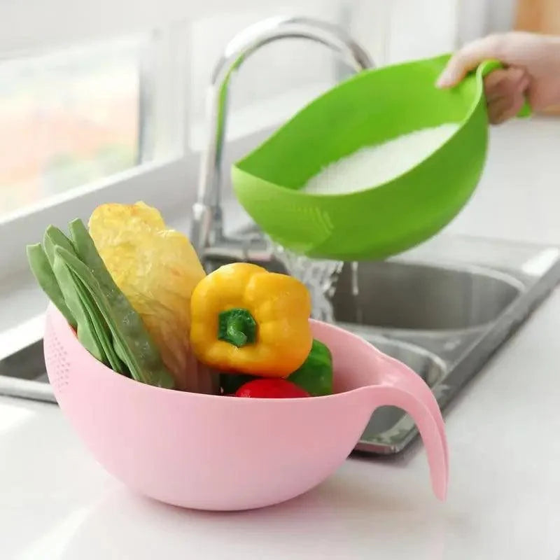 2PCS Nordic Food Grade Plastic Rice Beans Peas Washing Filter Strainer Basket Sieve Drainer Cleaning Gadget Food Grade Plastic Rice Beans Peas Washing Filter Strainer Basket Sieve Drainer Cleaning Gadget Kitchen Accessories