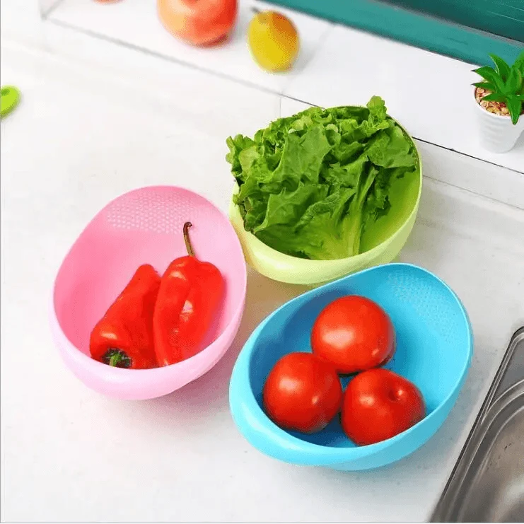 2PCS Nordic Food Grade Plastic Rice Beans Peas Washing Filter Strainer Basket Sieve Drainer Cleaning Gadget Food Grade Plastic Rice Beans Peas Washing Filter Strainer Basket Sieve Drainer Cleaning Gadget Kitchen Accessories