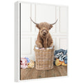 Sylvie Highland Cow Traditional Laundry Framed Canvas by Amy Peterson